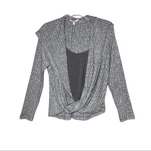 Juicy Couture Draped Ribbed Hoodie Top